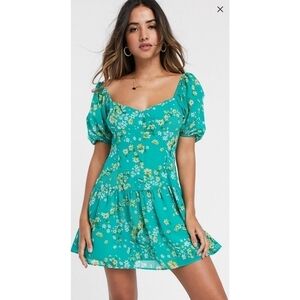 caption for a green dress ASOS DESIGN Drape Midi Dress With Wrap Detail In Green main image 0